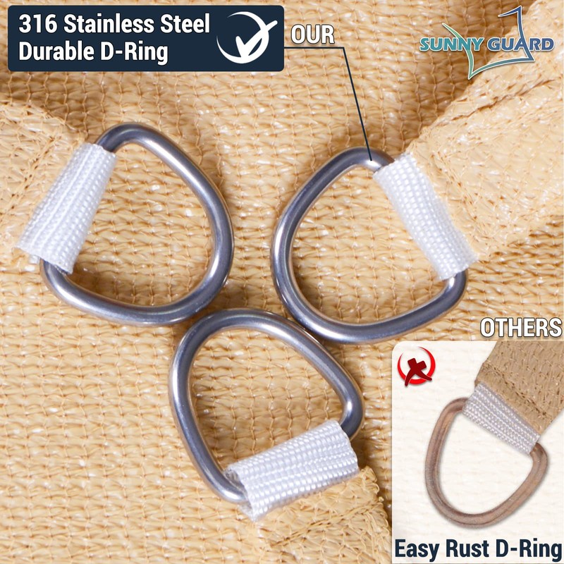 SUNNY GUARD Sun Shade Sail 12'x16' Rectangle Sand UV Block