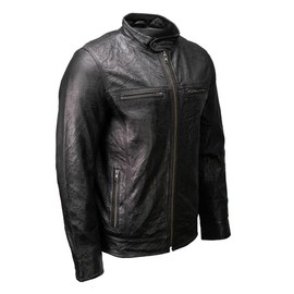 Milwaukee Leather SFM1866 Men's Classic Black Premium Leather Motorcycle Style Jacket with Zipper Front - 5X-Large