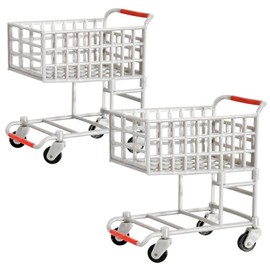 Set of 2 Plastic Toy Miniature Shopping Cart Accessories for Action Figures, Dioramas, Models