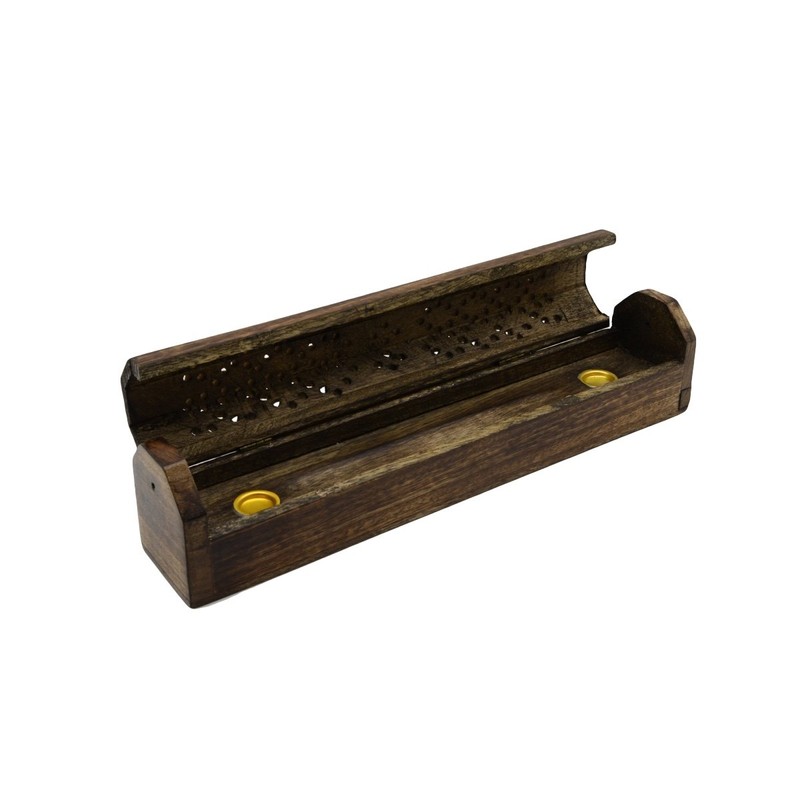 Treasure Gurus Wooden Coffin Incense Stick Cones Burner and Sticks