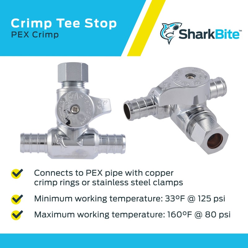 SharkBite 1/2 x 1/2 x 3/8 Inch OD Compression Crimp