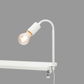 BRILONER Leuchten 2600-016 Clamp Lamp 1x E27 Max. 10 Watt with Cable Switch with Flexible Arm Metal White 477 mm