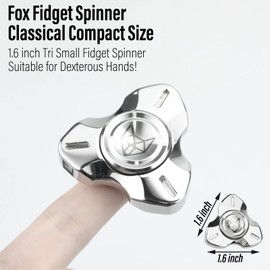 FREELOVE Metal Fidget Spinner for Adults, Stainless Steel Heavy Spinning Toys, Small Mini 2nd Fox Hand Gyro, Bearing Premium Long High Spin Fidget Block, Silver