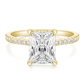 Titaniumcentral Engagement Ring Women's Gold Silver Rings with Cubic Zirconia 4CT Radiant Cut Wedding Rings Promise Ring for Women, Zirconia, Cubic Zirconia