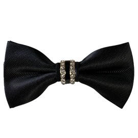 szzqdzsw Men Noble Striped Pre-tied Crystal Bowtie Rhinestone Adjustable Bow Tie With Box (Black)