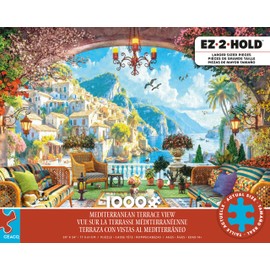Ceaco - EZ2Hold - Dominic Davison - Mediterranean Terrace View - 1000 Piece Jigsaw Puzzle for Adults - Challenging Puzzle Perfect for Game Nights - Finished Size is 30 x 24