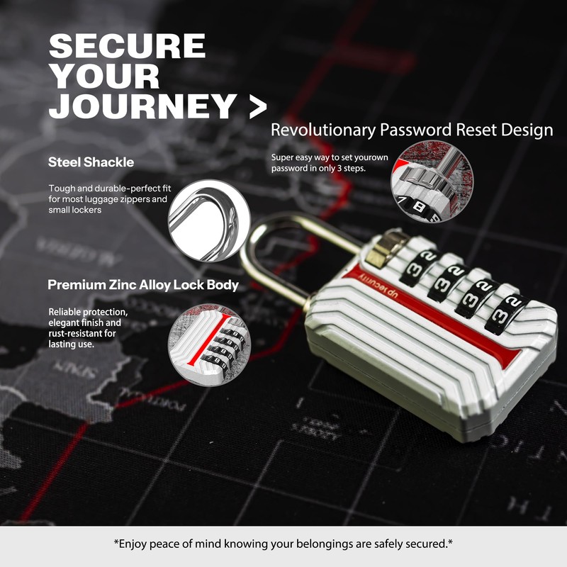 UP Security Gym Locker Lock, 4 Digit Combination Padlocks for