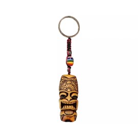Handmade Ku Polynesian Tiki Head Mask Handmade 3D Island Keychain Macrame Metal Keyring