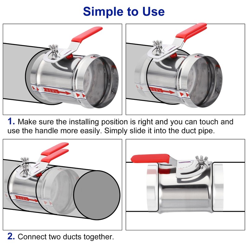 PATIKIL HVAC Duct Manual Volume Backdraft Damper, 8 Inch, Airflow