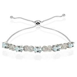 Ice Gems Sterling Silver Genuine Aquamarine Infinity Adjustable Bracelet