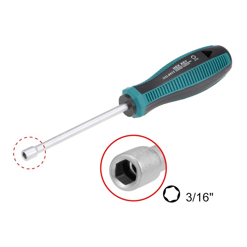 sourcing map 3/16-Inch Hex Nut Drivers Non-Magnetic Six Point Tip