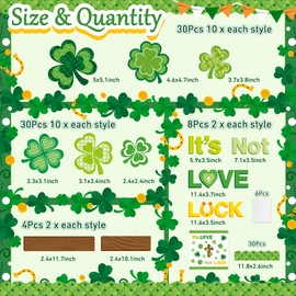 102Pcs St. Patrick's Day Christian Bulletin Board Set Shamrock and God Cross Cutout It's Love Not Luck Name Tags for St. Patrick's Day Faith Religious Sunday School Church Chalkboard Wall Decor