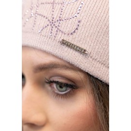 Vivisence Winter Women's Beanie with Thick Warm Fabric, Pleated Back Shiny Details for Ladies Ideal for Winter and Everyday Wear for Autumn and Winter, Light Pink,UNI
