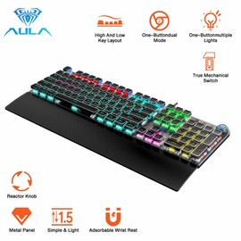 AULA AUAL F2088 Mechanical Keyboard 108 Keys USB Wired Gaming Keyboard RGB Backlit