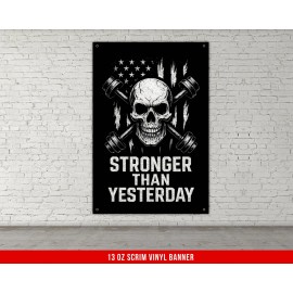 Damdekoli Motivational Gym Banner - Skull Dumbbell Home Gym Decor - 60 x 100 Inches