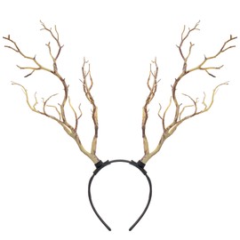MOSTORY Woodland Branch Antlers Headband - Light Brown Boho Antler Hairband for Fairy Tree Costume Women, Rustic Branch Headpiece for Adult Forest Cosplay Renaissance Photo Shoot