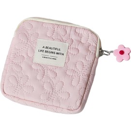 Pink Frogued Mini Handbag Organizer Compact Travel Bag Fashion Women Small Cosmetic Coin Pouch Zipper Closure Lightweight Portable Accessory Storage, Bags and Cases, Coin Purses and Pouches