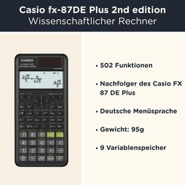 Casio fx-87DE Plus 2nd Edition with Protective Case Pink & Book (48 Pages, DIN A5) - Scientific Calculator - Smart Set