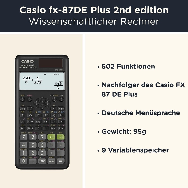 Casio fx-87DE Plus 2nd Edition with Protective Case Pink &