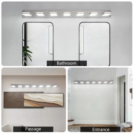 7-Light LED Modern Bathroom Vanity Light Fixture Matte Chrome Modern Acrylic Bathroom Wall Lighting Over Mirror Cool White 6000KLamp Power(W): 54
