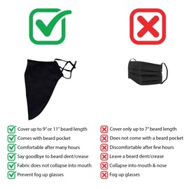 Men Large Beard Mask, Face Mask for Bearded Men, Reusable Face Mask With Room For Beard, Washable Beard Mask for Men (Large, Black)