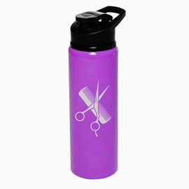 25 oz Water Bottle Sports Travel Mug Gift Hair Cutting Dresser Scissors Comb Hair Stylist (Purple)