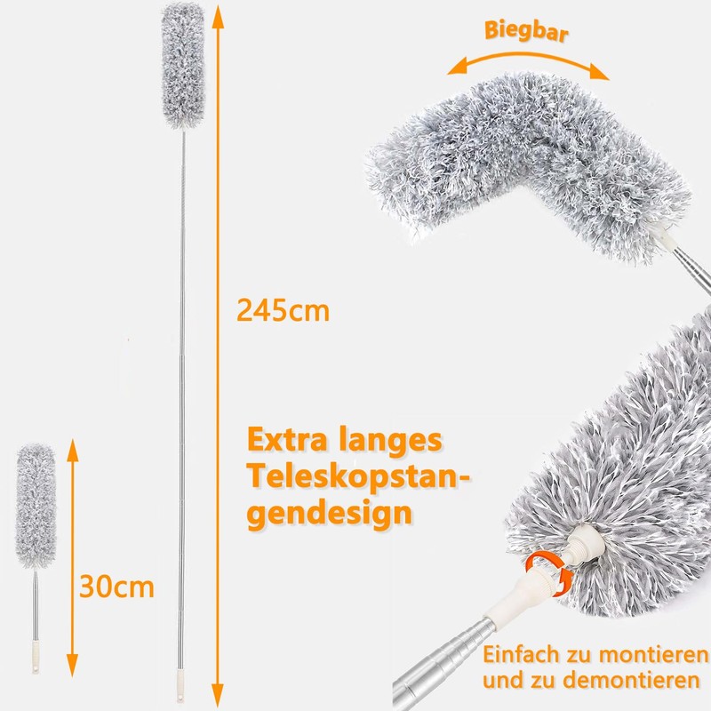 Washable Telescopic Duster, Long Extendable up to 2.45 m, with