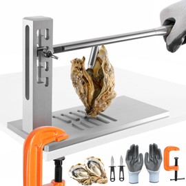 Freudeere Oyster Shucking Knife,Oyster Shucker Machine,Adjustable Oyster Shucker Machine,Stainless Steel Oyster Opener Machine with Knives, Glove G-Clip,Seafood Tools for Hotel Family Buffet(Upgraded)
