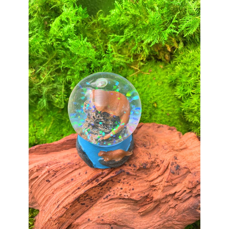 Onwomania Otter Fish Otter Height 6.5 cm Snow Globe Glitter