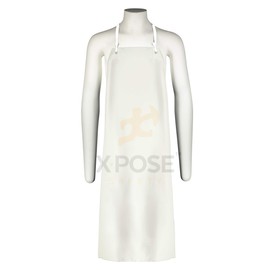Xpose Safety Heavy Duty Vinyl Waterproof Aprons, White Chemical Resistant, Neck and Waist Ties - 35" x 45", 8 Mil Thick