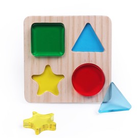 Wooden Acrylic Sorting Stacking Toys, Shape Color Recognition Blocks Matching Puzzle,Fine Motor Skill Educational Preschool Learning Board Game,Early Childhood Development Puzzle Toys for Kids