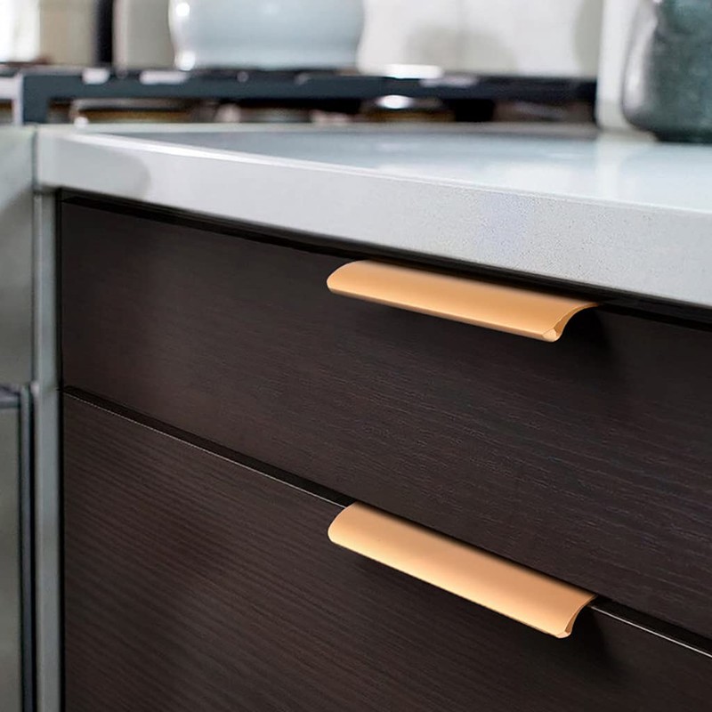 ESreake 4Pcs Hidden Long Finger Edge Pulls, 250mm Top Knobs