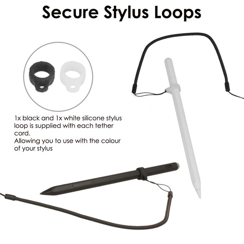 TECHGEAR Stylus Tether, 12" Retractable Spring Coil Strap (2x Loops)