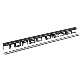 Auto Dynasty Chrome Finish Metal Emblem Turbo Diesel Badge, (Black Letter)