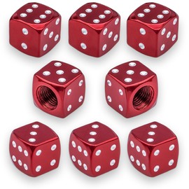 MEAJOO MEAJOO 8PCS Aluminum Dice Tire Valve Stem Caps, Universal Aluminium Alloy Dustproof Tire Valve Stem Covers for Cars, SUV, Trucks, Bikes, Motorcycles, Bicycles(Red)
