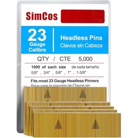 23 Gauge Pinner Nails (5/8",3/4",5/6",1",1-3/8") Assorted 5 Sizes' Headless Pin Nails for 23 GA Pneumatic or Electric Pinner or pin Gun,Project Pack (5/8"+3/4"+5/6"+1"+1-3/8" -5000 pcs)