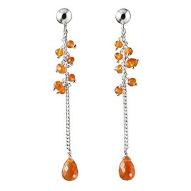 Franki Baker Natural Carnelian Gemstone and Sterling Silver Drop Earrings