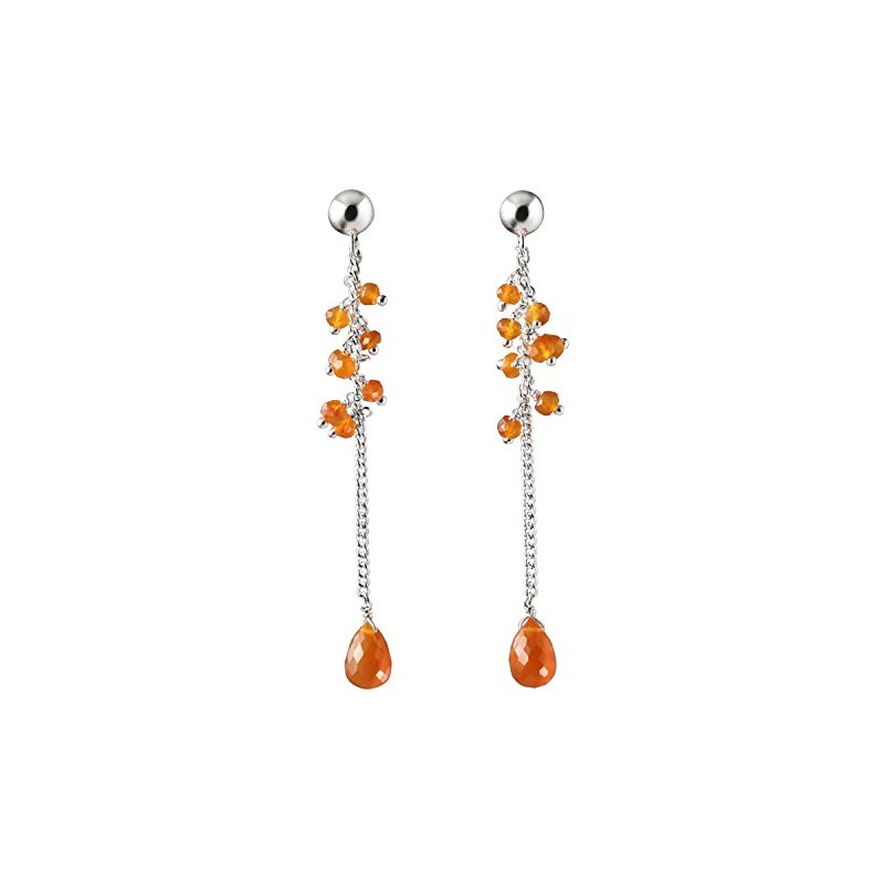 Franki Baker Natural Carnelian Gemstone and Sterling Silver Drop Earrings