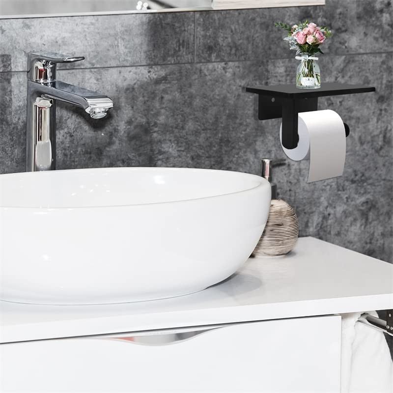 Toilet Paper Holder with Natural Marble Shelf for Bathroom Washroom,Wall