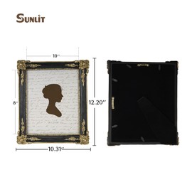 Sunlit Vintage Picture Frame 8x10 Inch, Luxury Antique Photo Frames with Glass Front, Photo Display, Tabletop Wall Hanging, Gift Ideas, Black and Gold