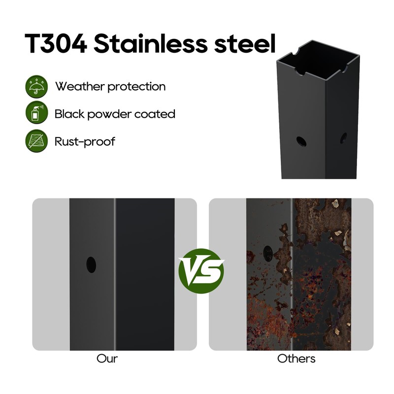 Corner Cable Railing Post 36" (35"x2"x2"), T-drilled Three Sides Corner