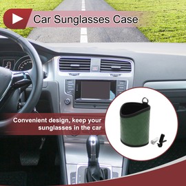 X AUTOHAUX Car Sunglasses Case Universal Sunglasses Holder for Car Check Leather Metal Green 11.5x10cm 1 Set