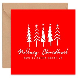 Scottish Gaelic Christmas Card- Cairt Nollaig - Nollaig Chridheil agus Bliaghna Mhath Ur - Scots - For Friends Husband Boyfriend Mum Dad Wife Girlfriend Partner Him Her Sister Brother Family - 14cm