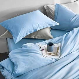 KARTIK BEDDING Sky Blue 1000 Thread Count Pillow Shams King 20 x 40 Inches Egyptian Cotton Pillow Shams Set of 2