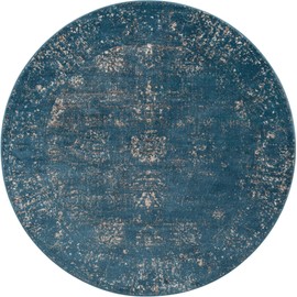 Unique Loom Sofia Collection Area Rug - Casino (7' 1" Round, Blue/ Ivory)