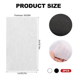 Pack of 2 Ironing Fleece Black White 100 x 200 cm 50 g/m², Ironing Insert, Lightweight Non-Woven Fabric Insert, Fusible Interfacing, Ironing Fleece Fabric for Reinforcing, Fleece for Ironing on for