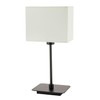 Contemporary Matte Black Bedside Table Lamp with White Cotton Fabric