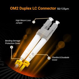 NewYork Cables Fiber Patch Cable | LC to ST Multimode Duplex OM2 50/125 Jumper Cord | 10M (32.8ft) 10gb Fiber Optic Cable (Orange)