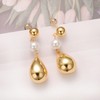 Vissen Golden Teardrop Chunky Earrings Hanging Women's Earrings White Pearls