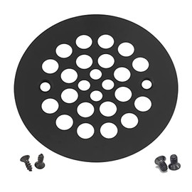 Artiwell 4-1/4“ Shower Strainer Drain Trim Set, Screw-in Shower Strainer Drain Cover, Plastic-Oddities Style Replacement Strainer Grid ,Machine & Self-Tapping Screws Included (MATT Black)